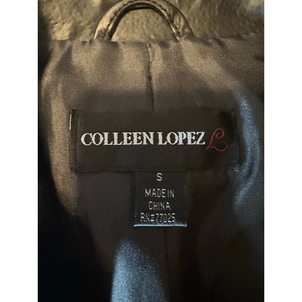 Colleen Lopez Genuine Leather Jacket Coat Polyester Lined Tie Waist Size Small - Picture 5 of 6